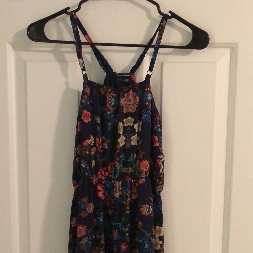 Navy blue with floral print maxi dress